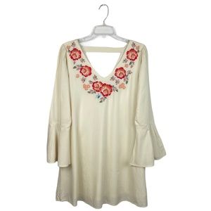 Altar’d State Embroidered V Neck Bell Sleeve Dress